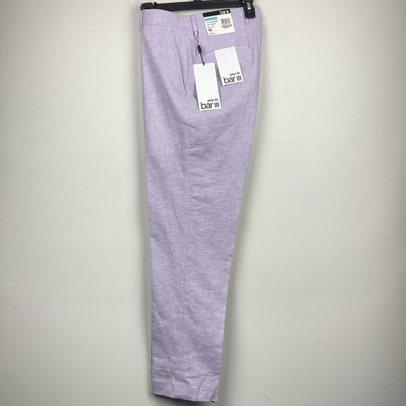 Bar III Men's Suit Dress Pants Purple Slim-Fit Linen Cotton 30Wx30L E111584 - Picture 4 of 7